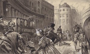 Paardenomnibus, Londen (gouache op papier)