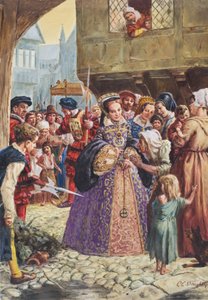 Mary Tudor (1515-58) (gouache op papier) door C.L. Doughty