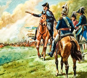 De hertog van Wellington tijdens de Slag bij Waterloo