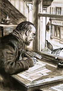 De krijger van woorden, Emile Zola (gouache op papier) door C.L. Doughty