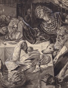 De jonge prins van Wales zweert te vechten tegen de Schotten (gouache op papier) door C.L. Doughty