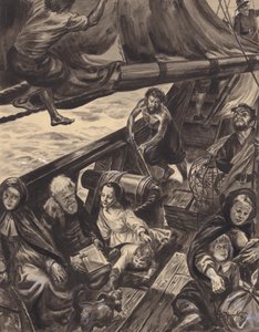 Reis van de Mayflower (gouache op papier)