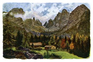 Meer Nambino en de Brentagroep, Tirol, 1901 door CM Reisch