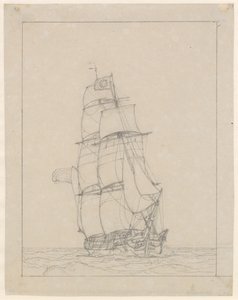 Een Brig door Christoffer Wilhelm Eckersberg