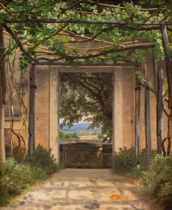 Een pergola, Italië door Christoffer Wilhelm Eckersberg