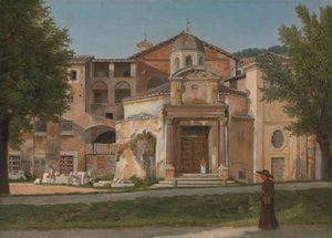 Een sectie van de Via Sacra, Rome De kerk van de heiligen Cosmas en Damian door Christoffer Wilhelm Eckersberg
