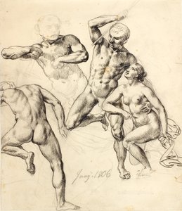 Figurenstudies - drie mannelijke en een vrouwelijke door Christoffer Wilhelm Eckersberg