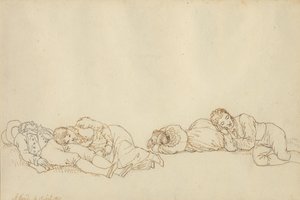 Vier slapende Parijzenaars door Christoffer Wilhelm Eckersberg