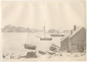 Haven van Frederiksværn bij Larviksfjord, Noorwegen door Christoffer Wilhelm Eckersberg