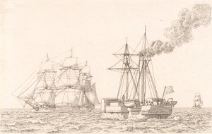 Raderstoomboot en Zeilschip
