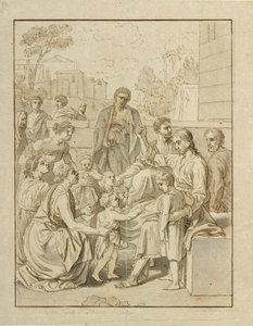 Christus laat de kleine kinderen tot zich komen door Christoffer Wilhelm Eckersberg