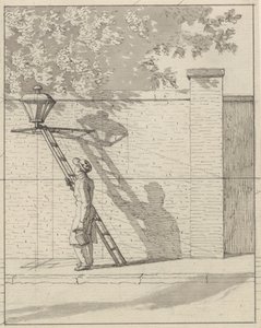 Lineair Perspectief zoals Toegepast in de Schilderkunst - Plaat VI. De Straatlantaarn op de Tuinmuur, Daglicht door Christoffer Wilhelm Eckersberg