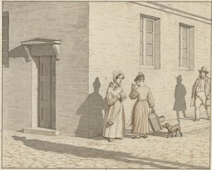 Lineair perspectief toegepast in schilderkunst - Plaat VII, 1 - Een ontmoeting op een straathoek door Christoffer Wilhelm Eckersberg