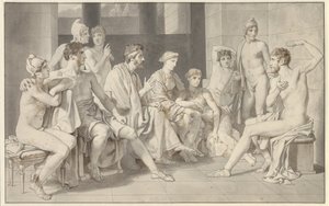 Odysseus bij Alkinoos vertelt over zijn leven door Christoffer Wilhelm Eckersberg
