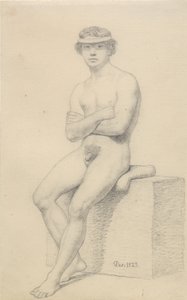 Zittend mannelijk model door Christoffer Wilhelm Eckersberg