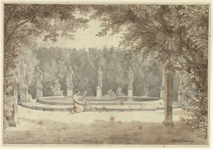 De fontein in de tuin van Palazzo Barberini, Rome