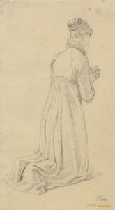 Studie van een knielende vrouw door Christoffer Wilhelm Eckersberg