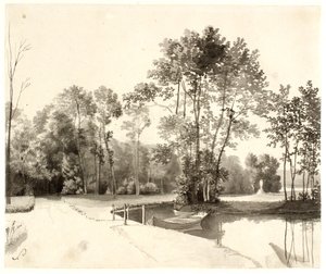 Gezicht op de Sanderumgaard-tuin door Christoffer Wilhelm Eckersberg