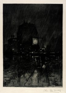 Regenachtige nacht, Madison Square door C. F. William Mielatz