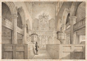 Het interieur van St. Peters, Wolverhampton, gegraveerd door I. Shaw, 1848 door C. J. Greenwood