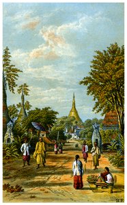De Shwe Dragon pagode, Rangoon, 19e eeuw