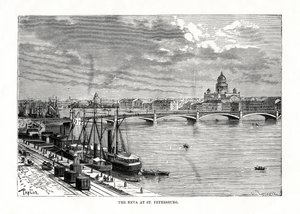 De rivier de Neva, Sint-Petersburg, 1879