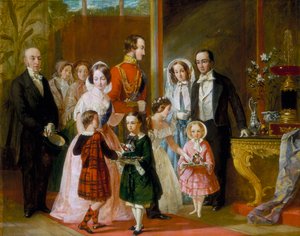 Thomas Younghusband en zijn familie ontmoeten koningin Victoria en haar familie in Crystal Palace, ca. 1854