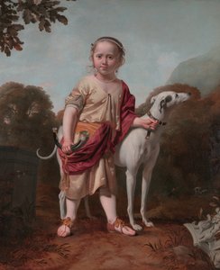 Portret van een meisje als jageres, door Caesar van Everdingen