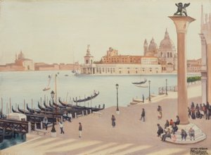 Zonsondergang vanaf de loggia van het Dogepaleis door Cagnaccio di San Pietro