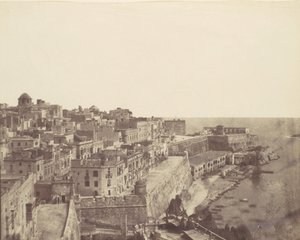 De haven van Valletta, Malta, 1850s