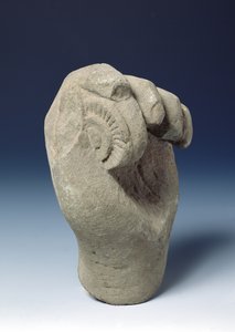 Hand van een standbeeld dat de chakra-schijf vasthoudt, 800-1431