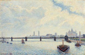 Charing Cross Bridge, Londen, 1890 door Camille Jacob Pissarro