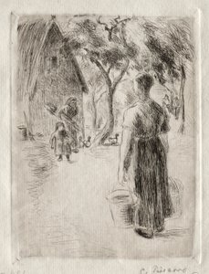 Paysanne portant des seaux door Camille Jacob Pissarro