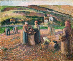 Aardappels plukken door Camille Jacob Pissarro
