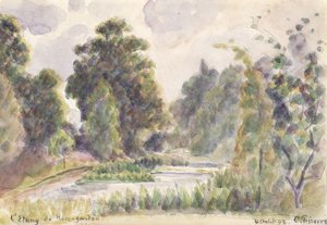 Vijver in Kew Gardens, 1892 door Camille Jacob Pissarro