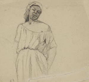 Studie van een zwarte persoon door Camille Jacob Pissarro