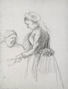 Studie van de moeder van de kunstenaar met haar dienstmeid door Camille Jacob Pissarro
