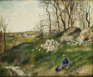 De Koolplukkers, Pontoise; Les Carrieres du Chou, Pontoise, 1882 door Camille Jacob Pissarro