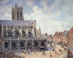 De Kerk van Saint Jacques in Dieppe in de ochtendzon; L