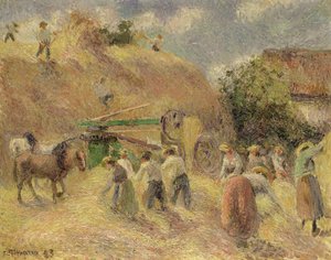 De Oogst, 1883 door Camille Jacob Pissarro