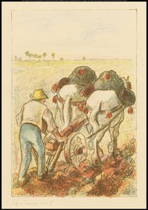 De Ploeg, frontispice voor "Les Temps Nouveaux", 1901 door Camille Jacob Pissarro