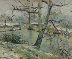 De vijver bij Montfoucault, wintereffect, 1874 door Camille Jacob Pissarro