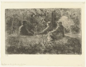 Zondagse rust in het bos door Camille Jacob Pissarro