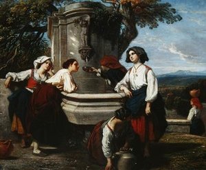 Ossaloise vrouwen bij de fontein