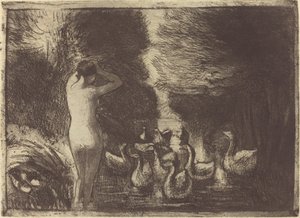Baigneuse aux oies (Badhuis met Ganzen) door Camille Pissarro