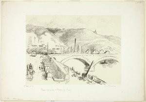 Brug in Rouen: Pont Corneille door Camille Pissarro