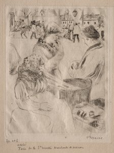 Kastanjeverkoper door Camille Pissarro
