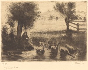 Ganzenhoedster door Camille Pissarro