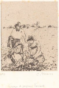 Groep boeren, ca. 1899 door Camille Pissarro