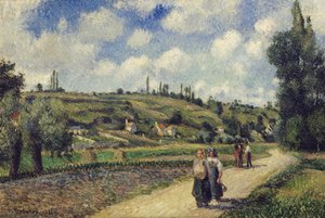 Landschap bij Pontoise, de weg naar Auvers, 1881 door Camille Pissarro